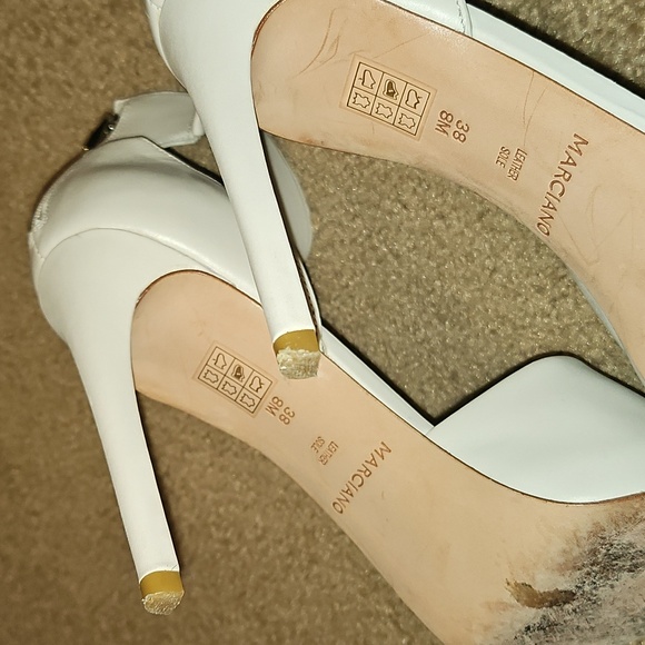Marciano Elegant White High Heels with Gold Accents - Picture 12 of 12